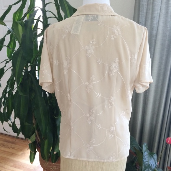 Vintage Pale Yellow Gauzy Maxi Dress & Sheer Embroidered Top Set M (8/10) - Picture 4 of 16